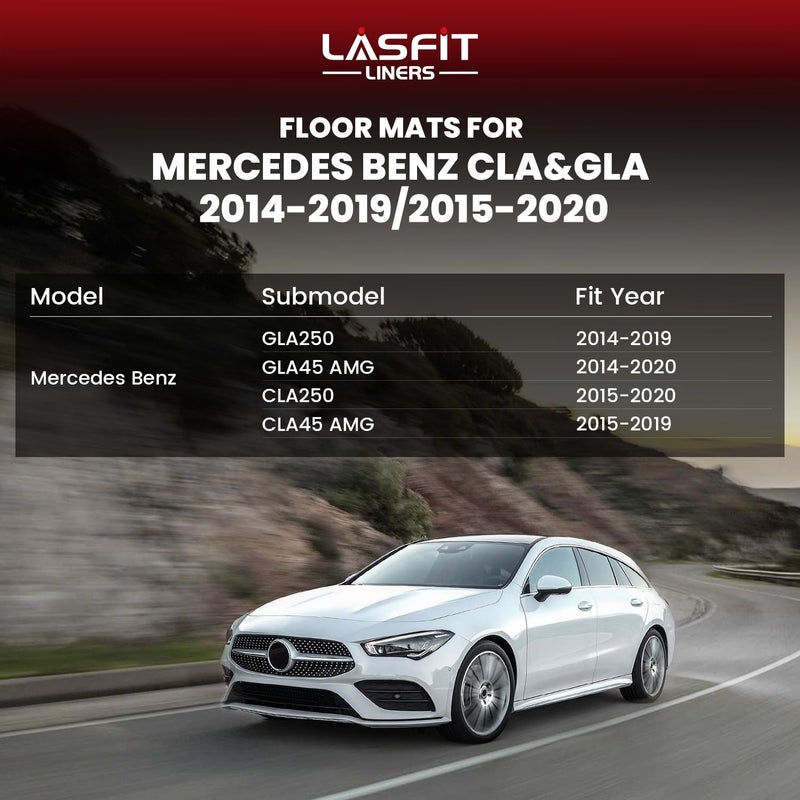 LASFIT Floor Mats for Mercedes Benz CLA 2014-2019 & GLA 2015-2020 250/45 AMG, All Weather TPE Custom Fit Car Mats for Mercedes CLA & GLA Floor Liners, 1st & 2nd Row Set, Black - Image 2